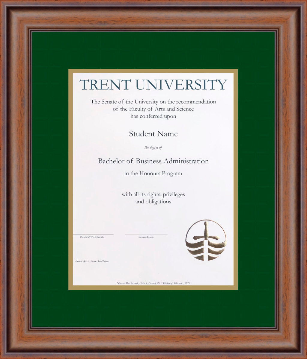 Custom Trent University Diploma Frame