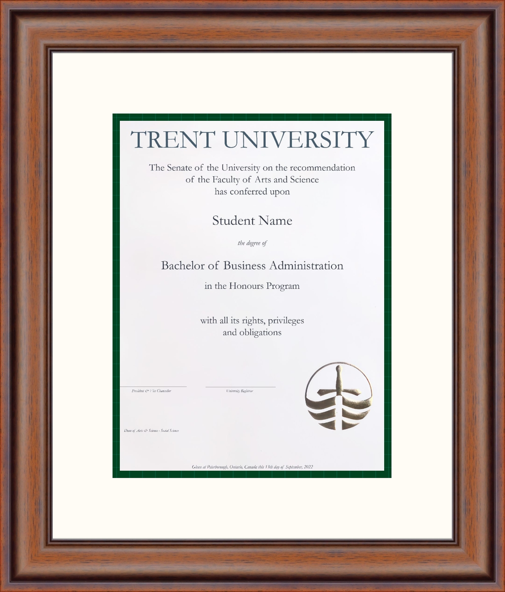 Custom Trent University Diploma Frame
