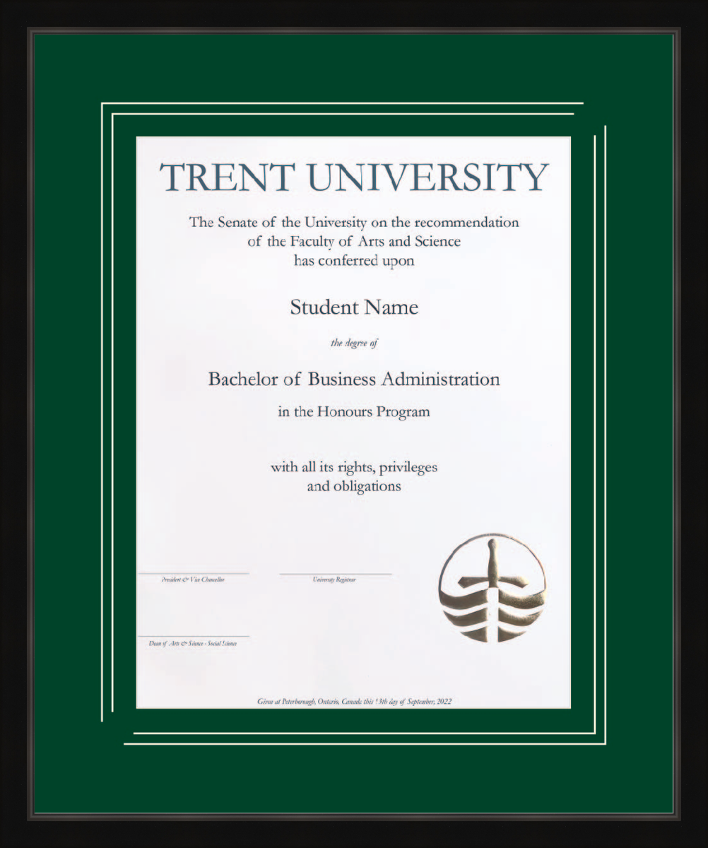 Trent University Diploma Frame FHD1007BL Guardian 2 Black L1 Trent V Groove Spruce