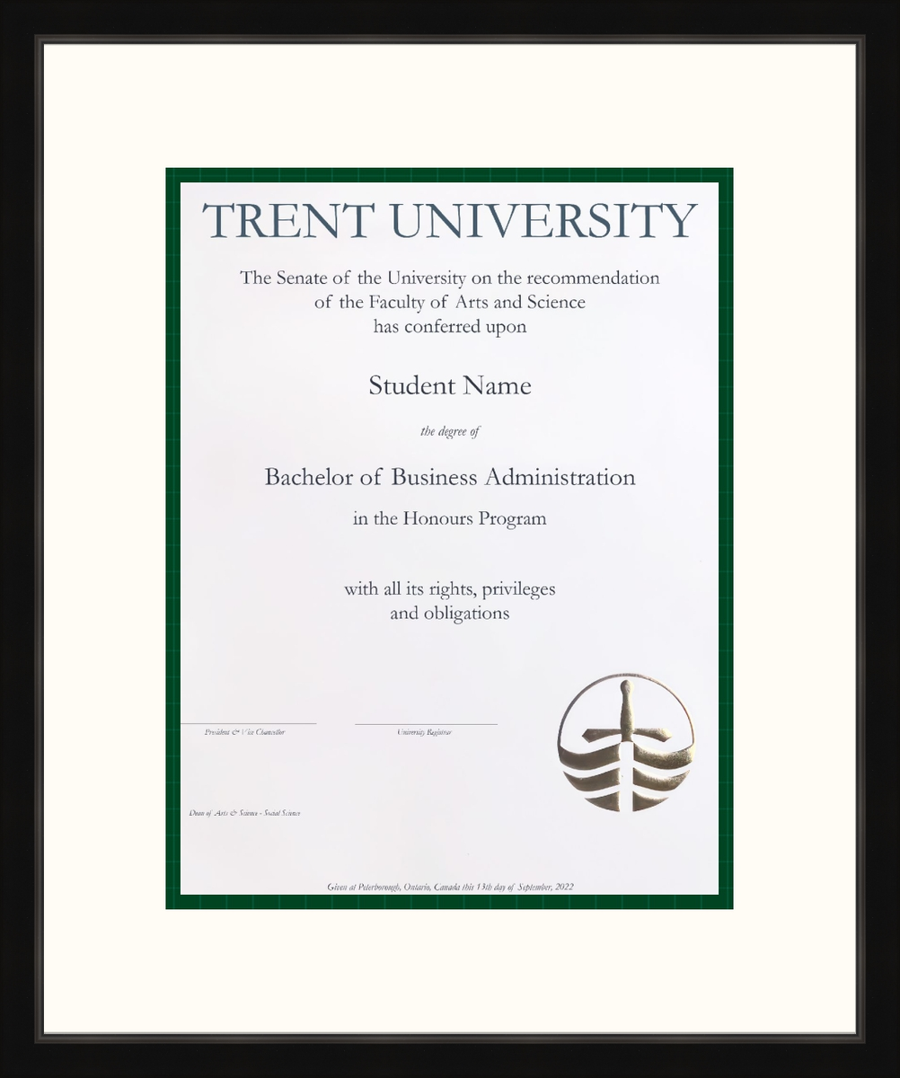 Custom Trent University Diploma Frame