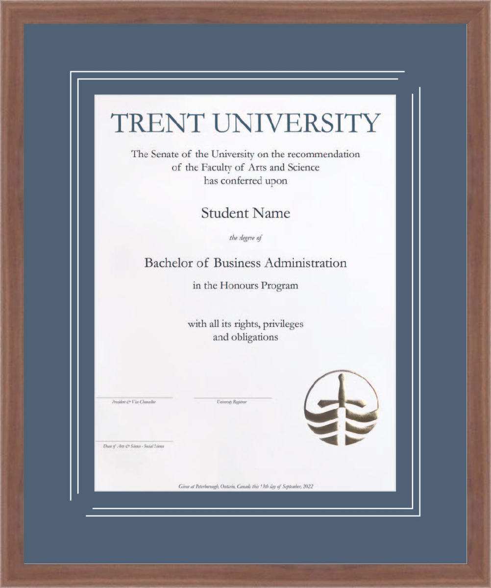Trent University Diploma Frame R1932008 Ramino Walnut Mahogany L1 Trent V Groove Antique Blue