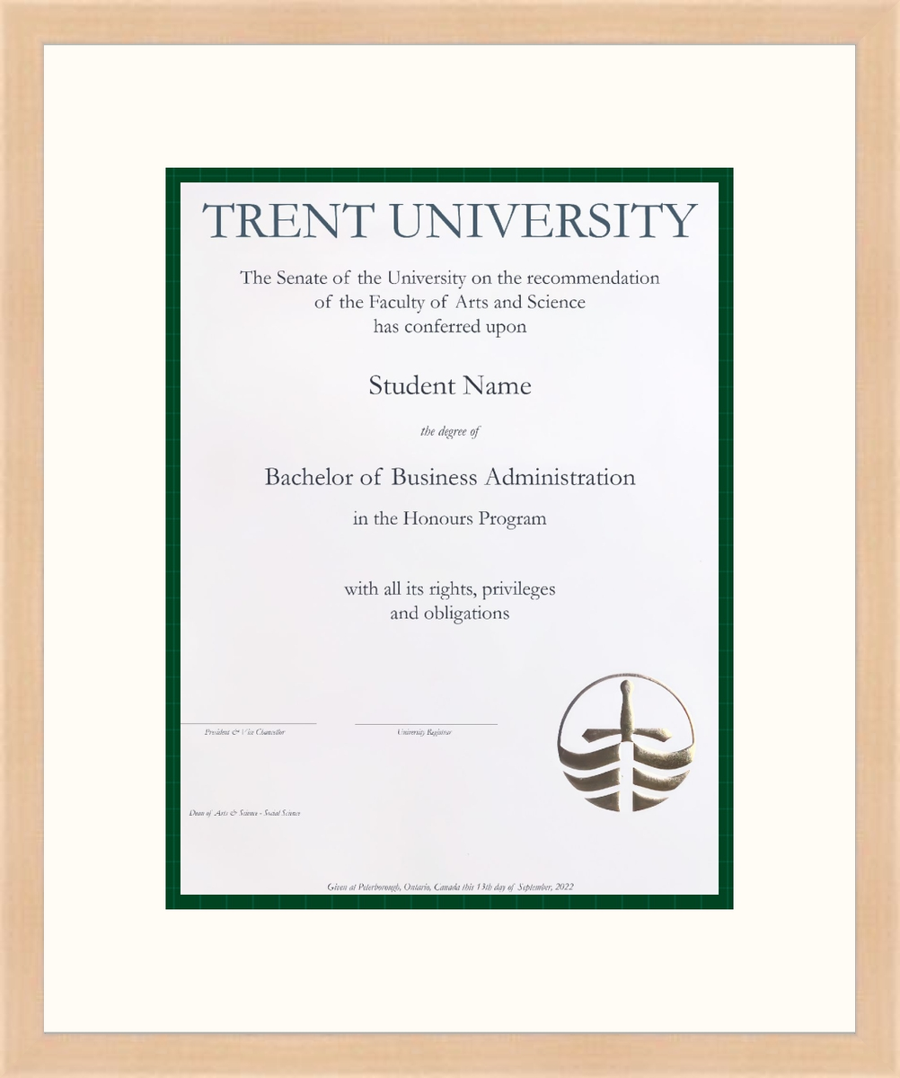Custom Trent University Diploma Frame