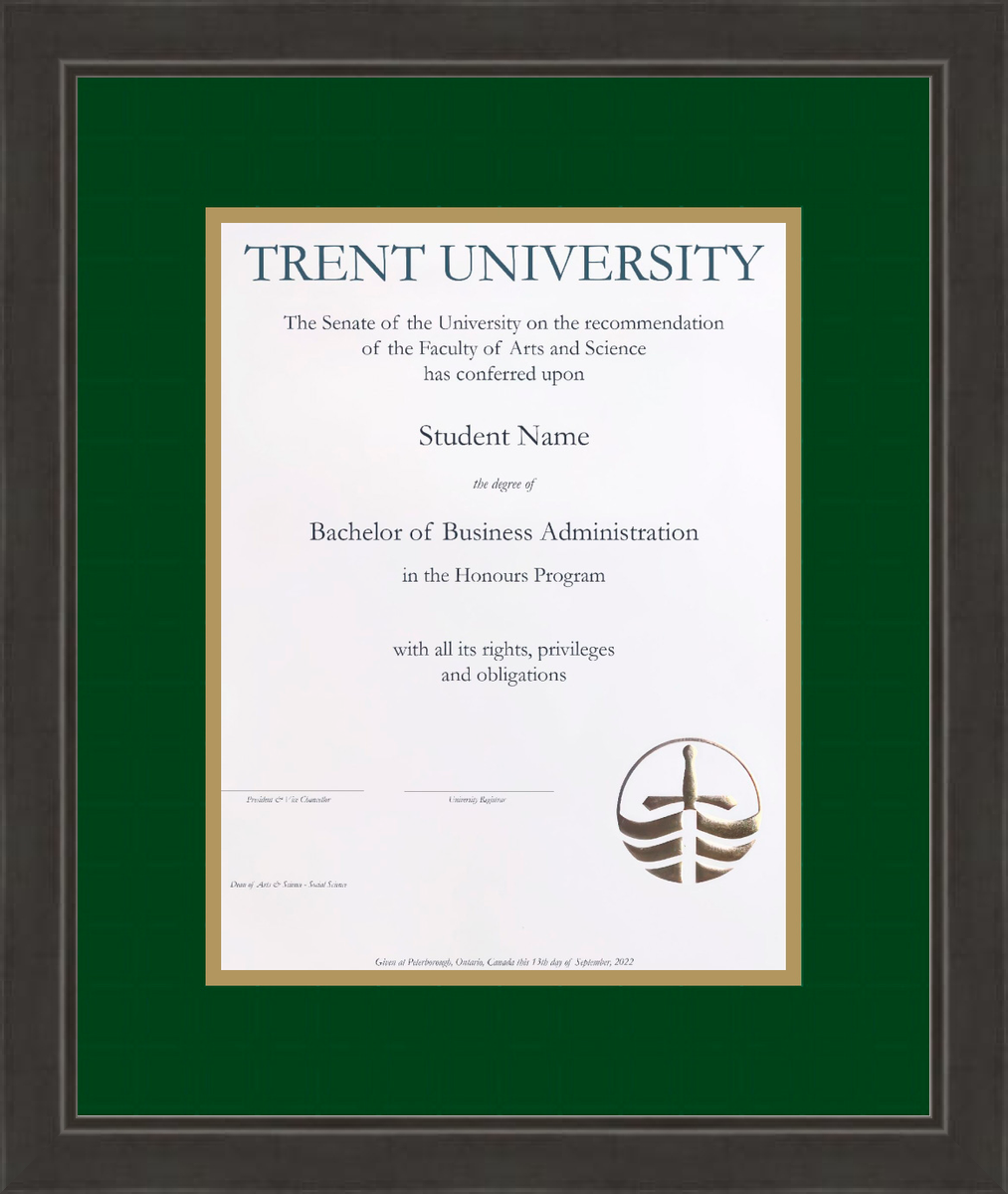 Trent University Diploma Frame R691001 Noire Black L2 Trent Spruce Gold
