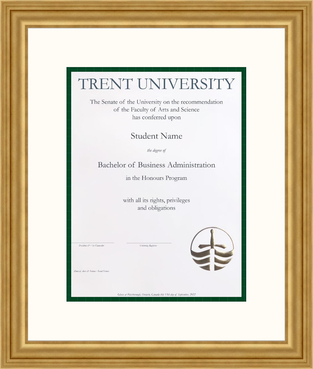 Trent University Diploma Frame R104055 Ramino Gold L2 Trent White Spruce