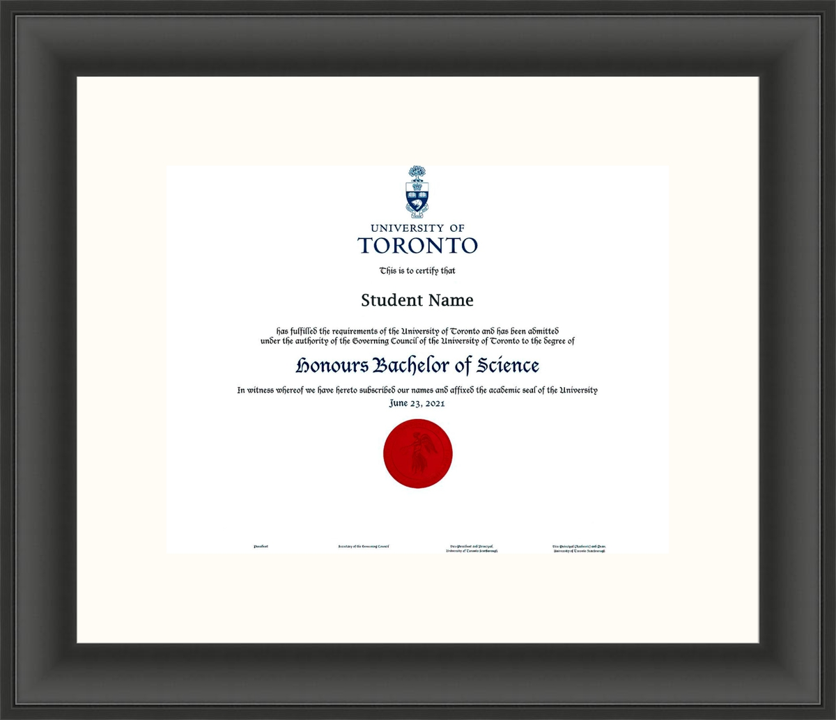 Custom University of Toronto Diploma Frame