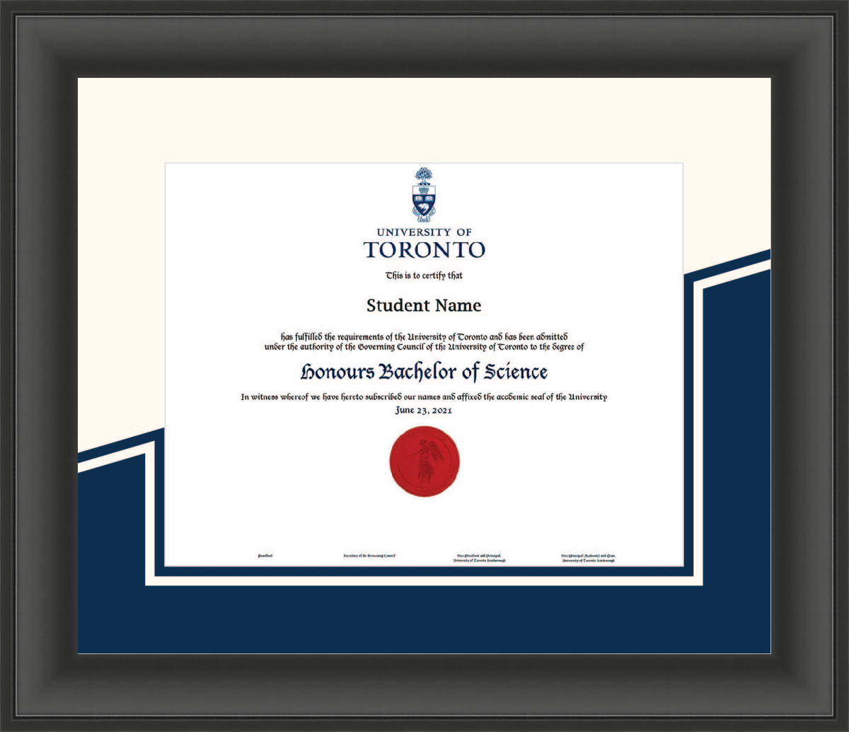 Custom University of Toronto Diploma Frame