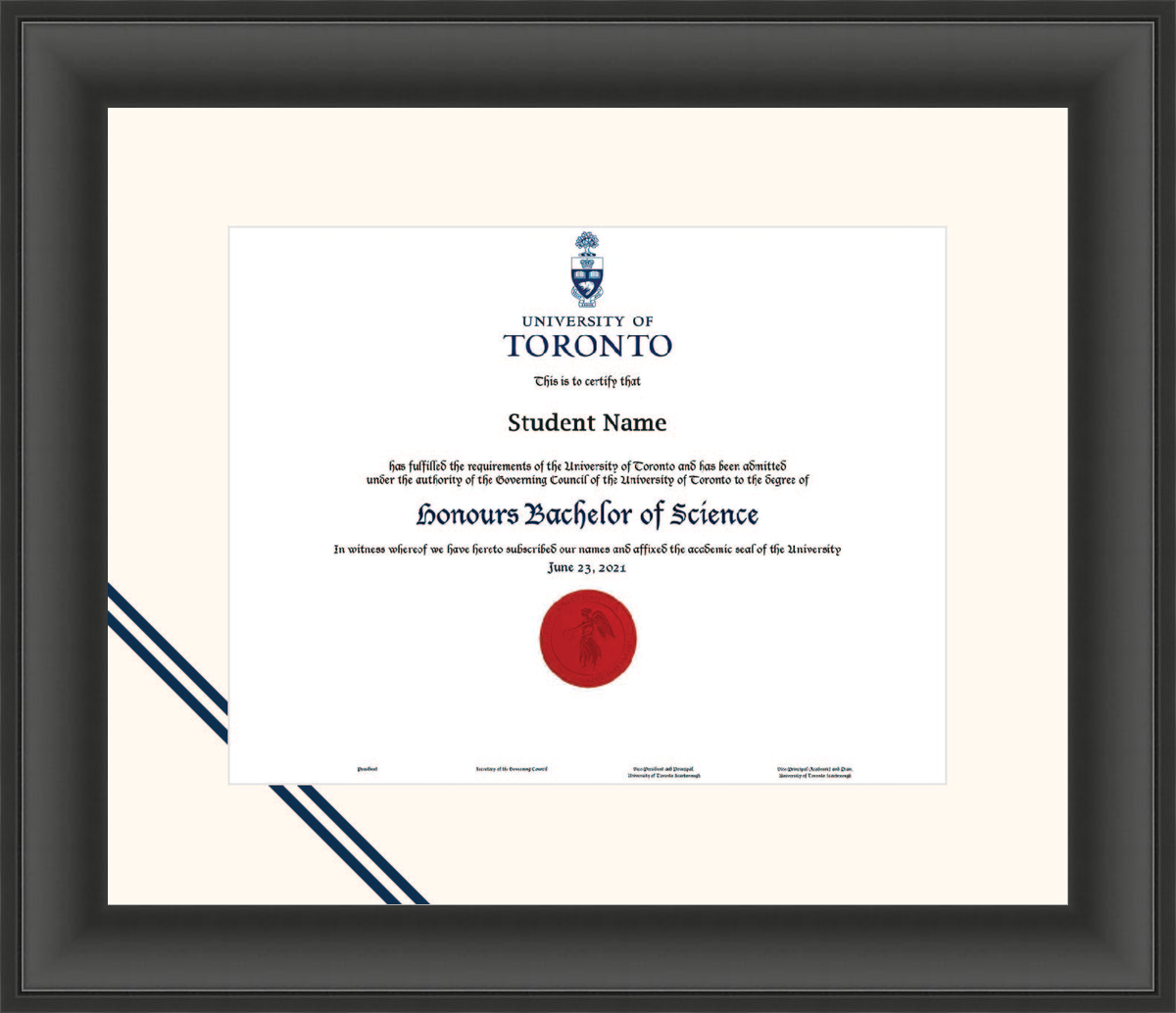 Custom University of Toronto Diploma Frame