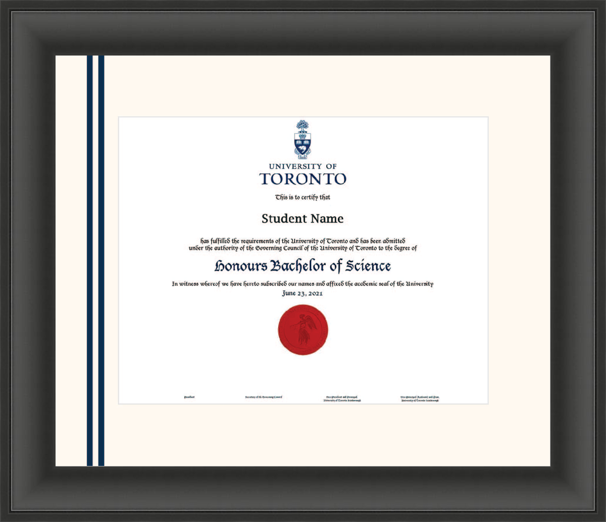 Custom University of Toronto Diploma Frame