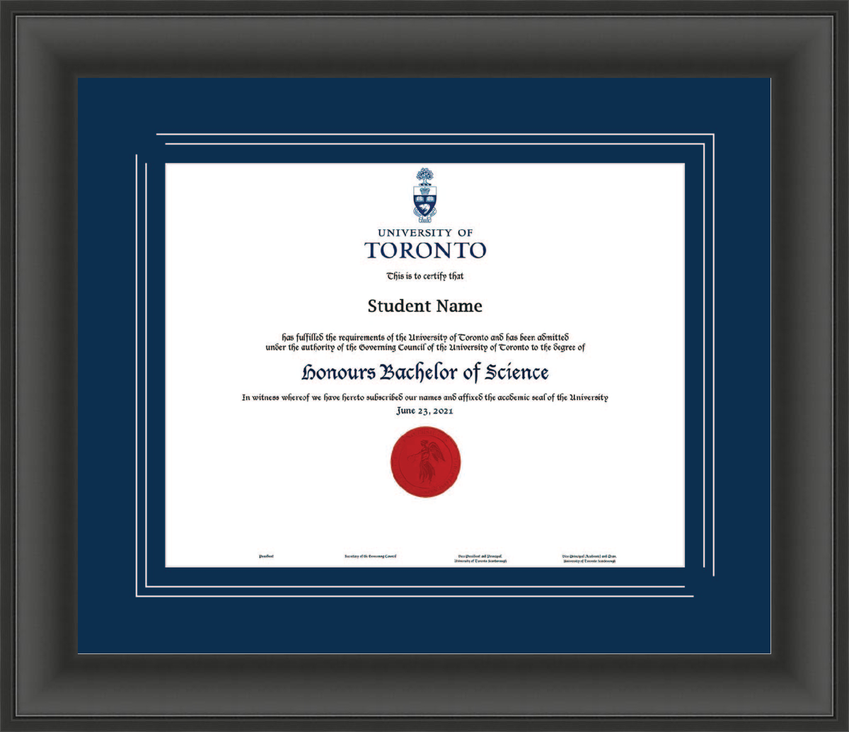 Custom University of Toronto Diploma Frame