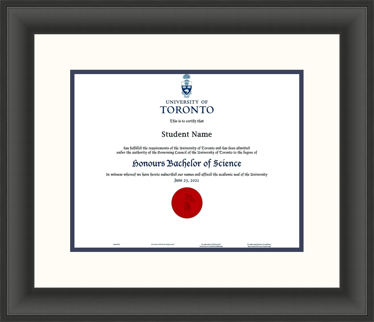 Custom University of Toronto Diploma Frame