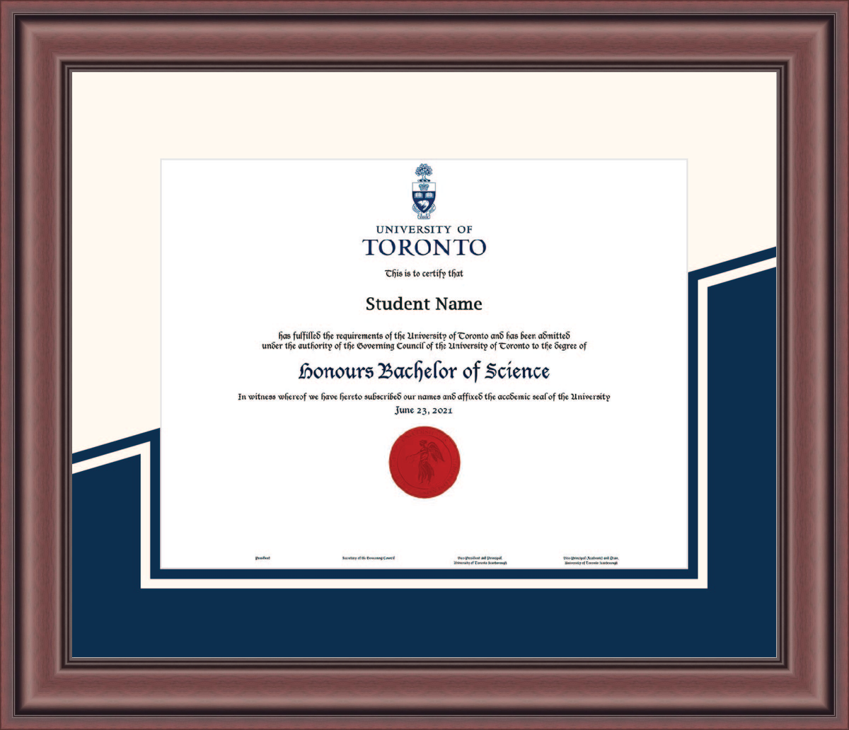 Custom University of Toronto Diploma Frame