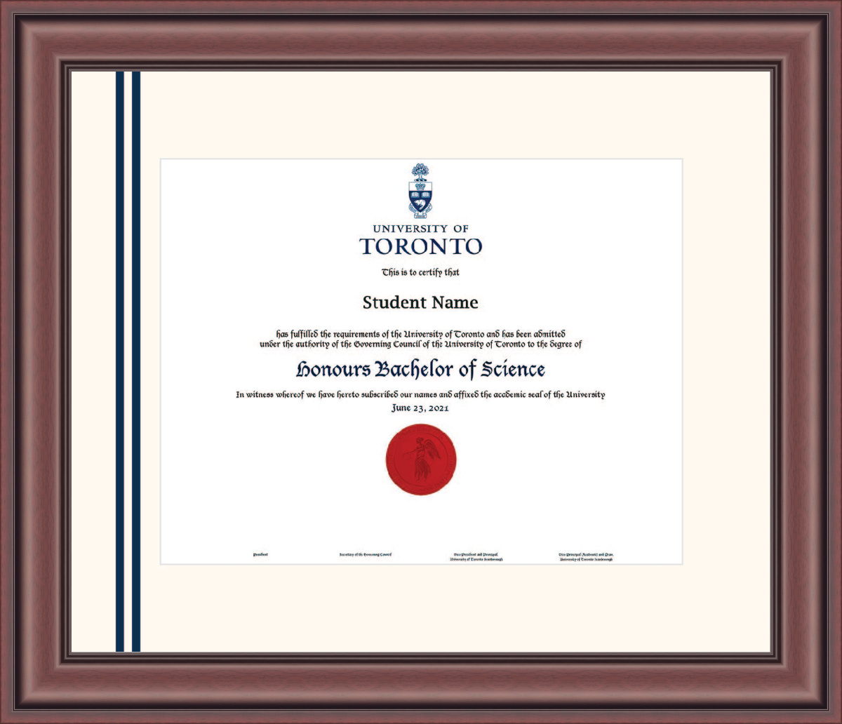 Custom University of Toronto Diploma Frame
