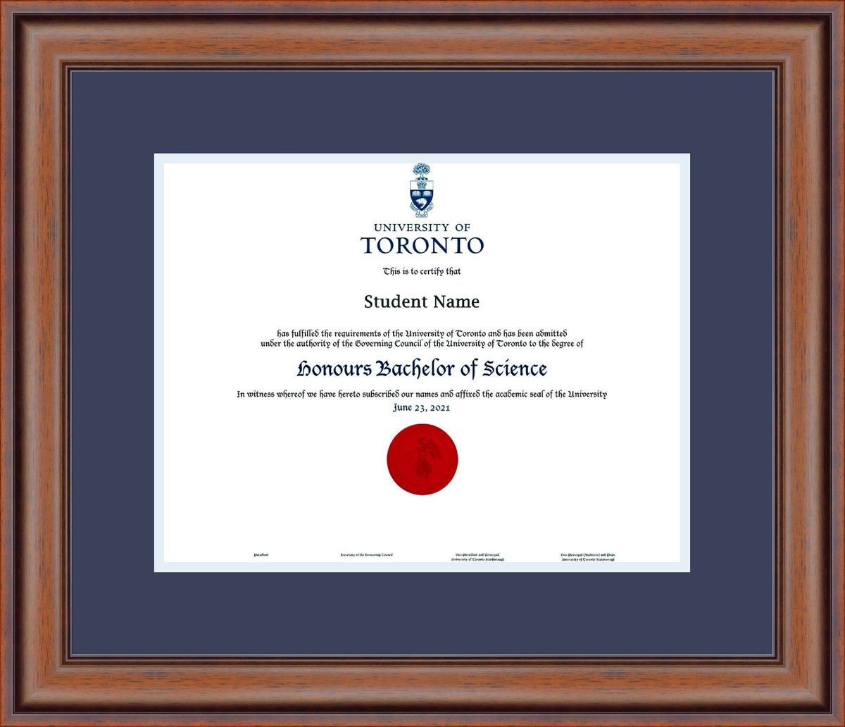 Custom University of Toronto Diploma Frame