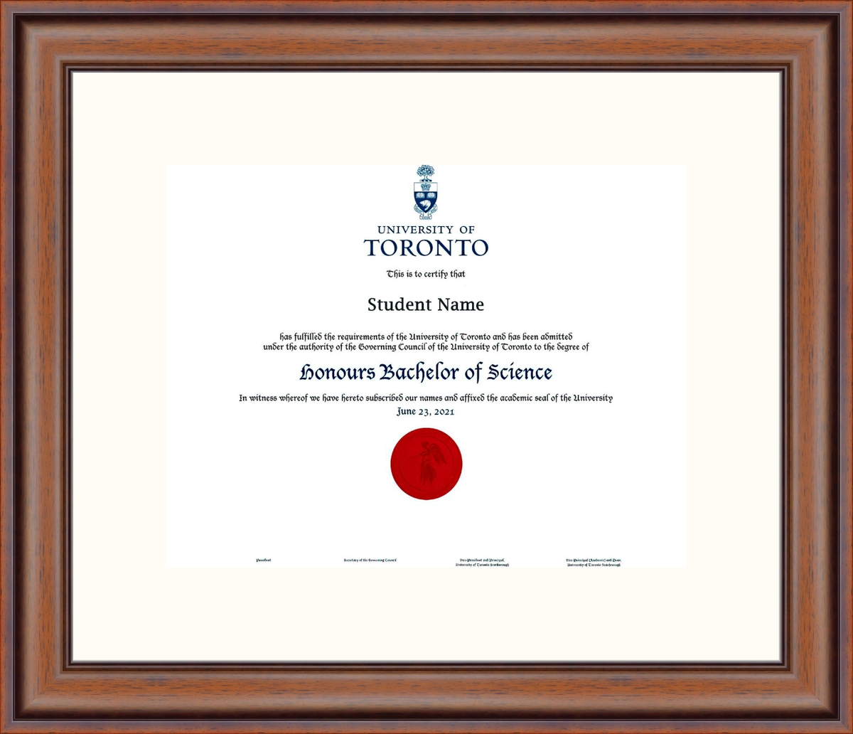 Custom University of Toronto Diploma Frame