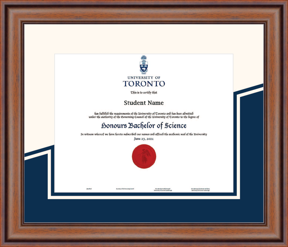 Custom University of Toronto Diploma Frame
