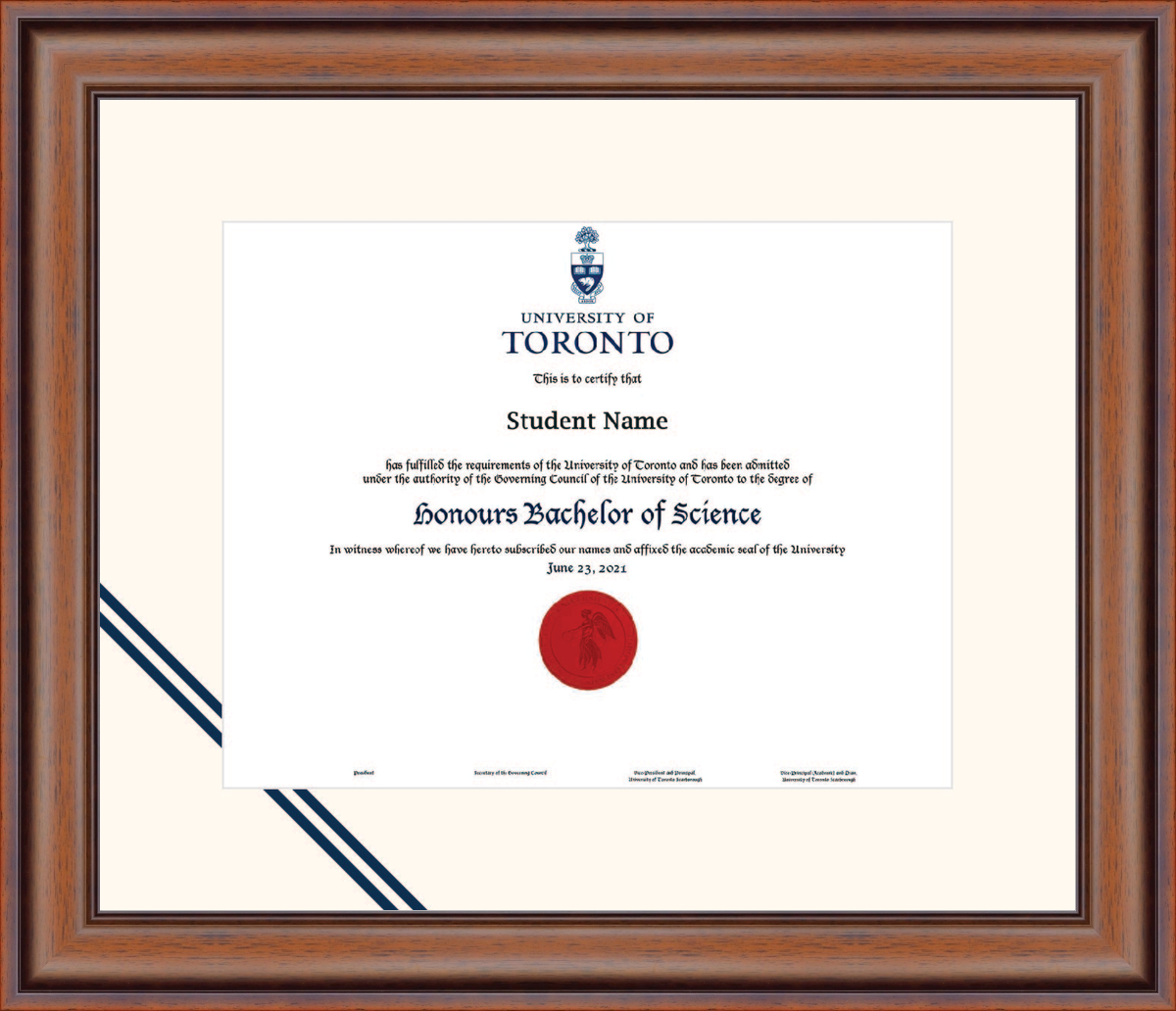 Custom University of Toronto Diploma Frame