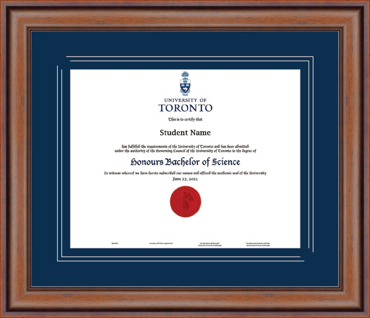 Custom University of Toronto Diploma Frame