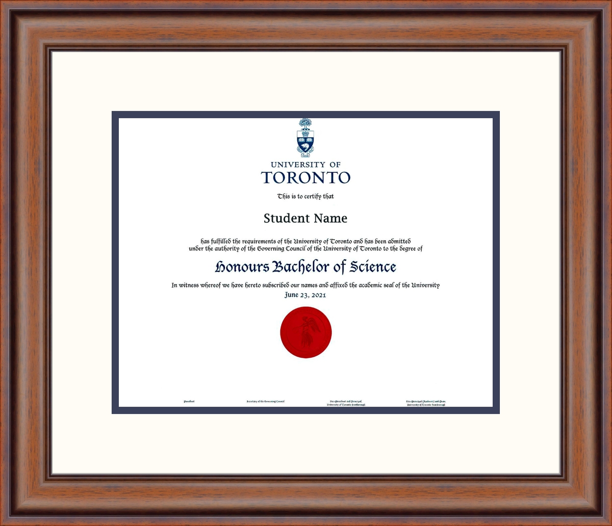 Custom University of Toronto Diploma Frame