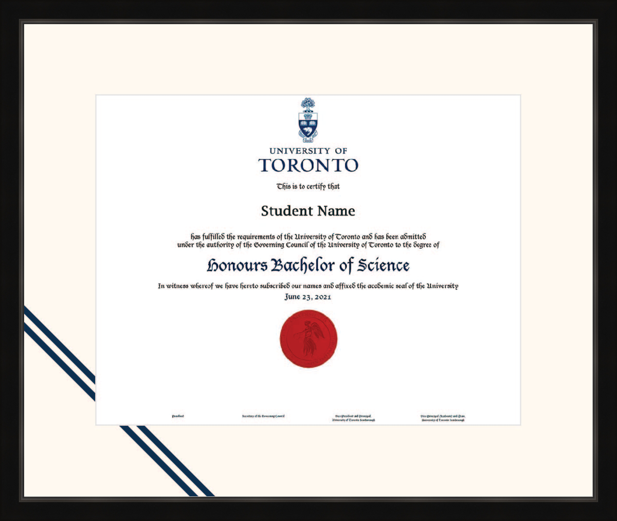 Custom University of Toronto Diploma Frame