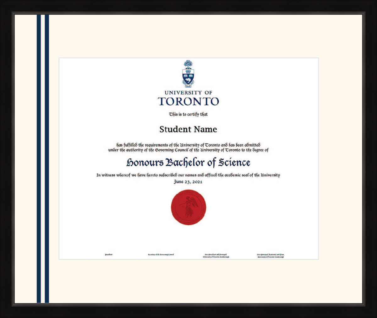 Custom University of Toronto Diploma Frame