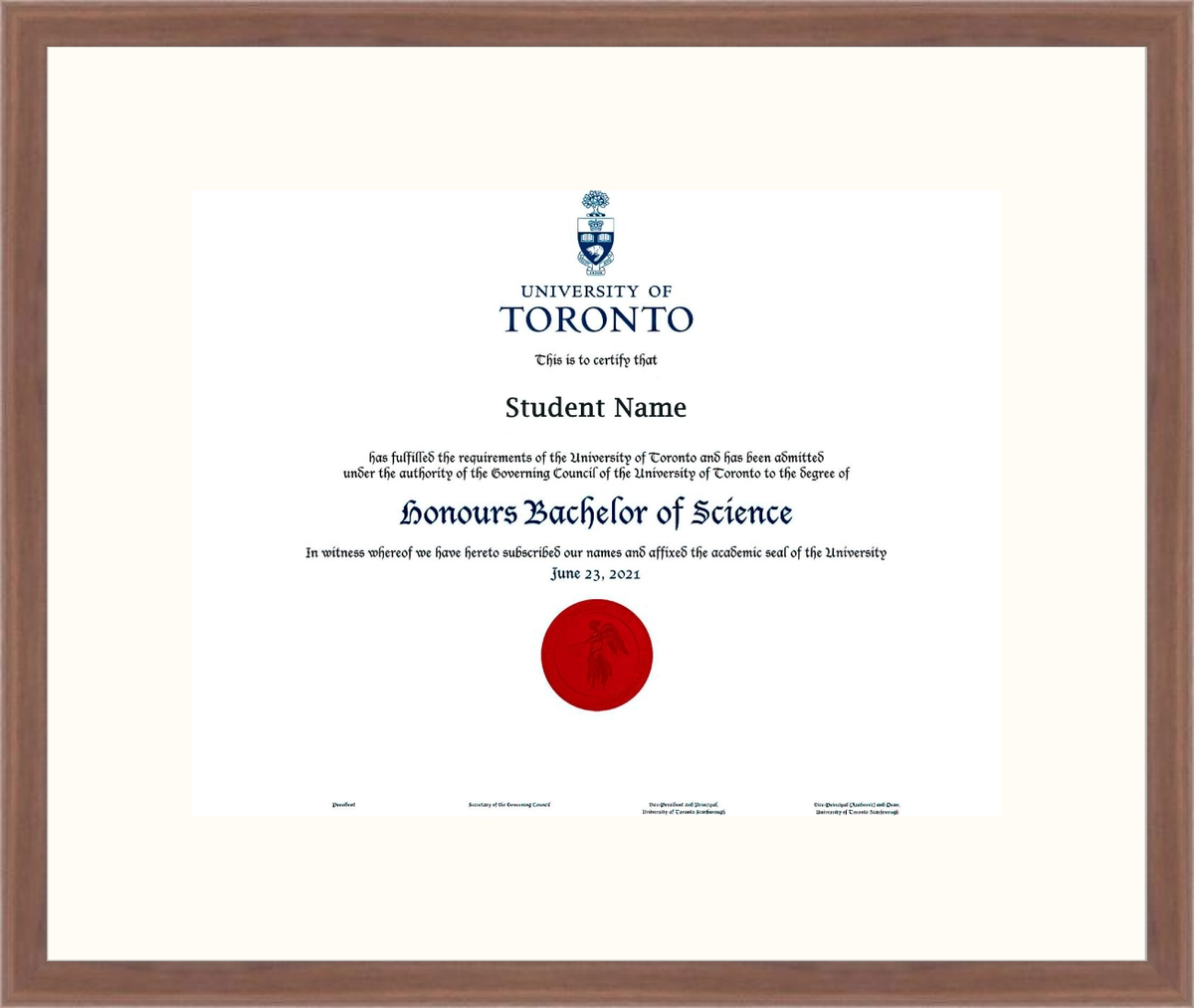 Custom University of Toronto Diploma Frame