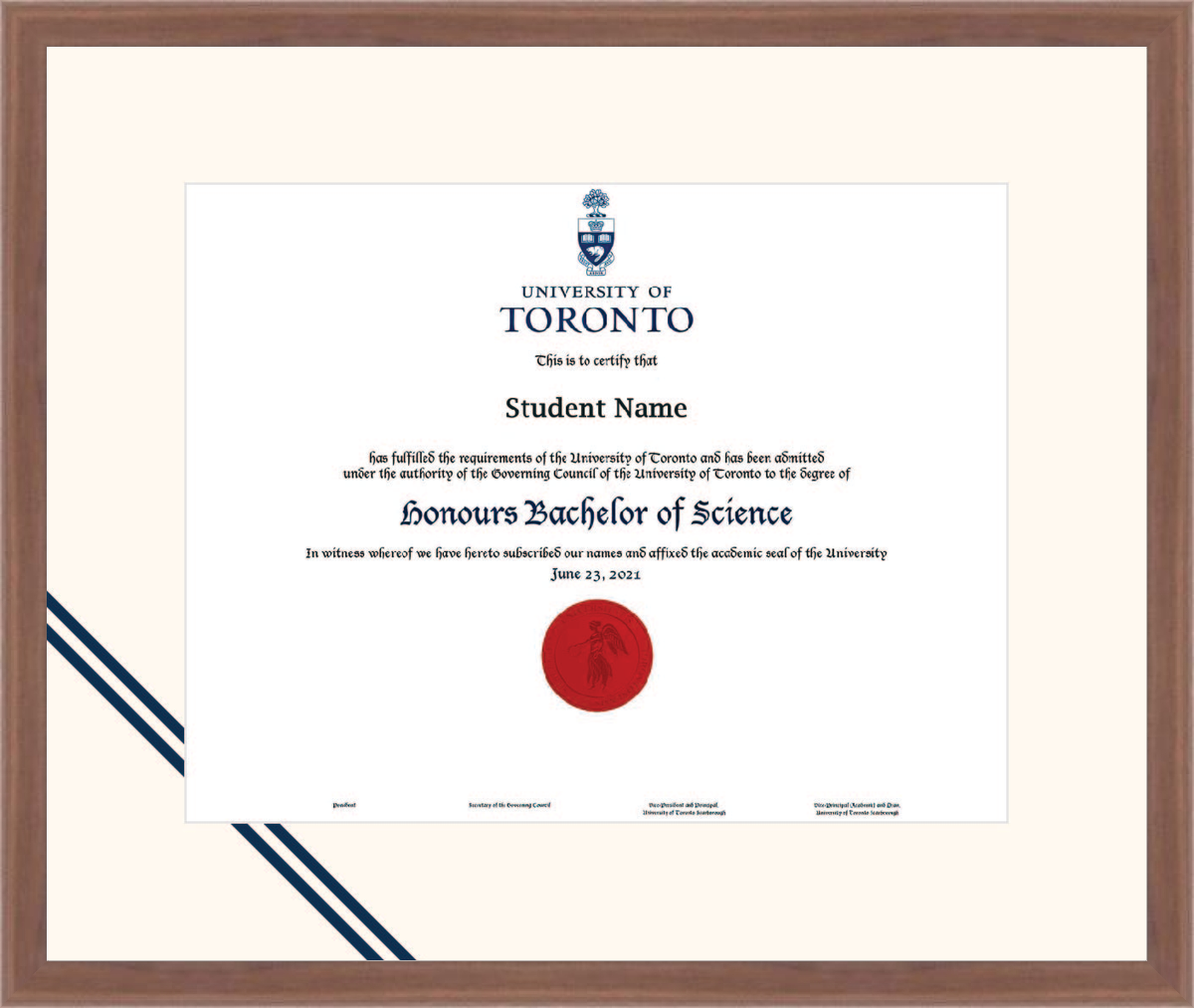 Custom University of Toronto Diploma Frame
