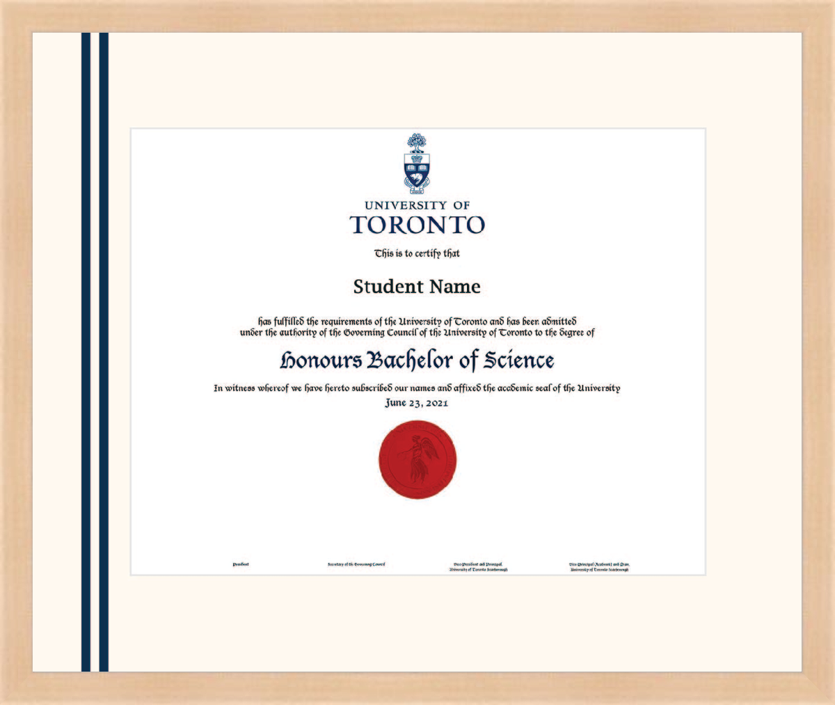 Custom University of Toronto Diploma Frame