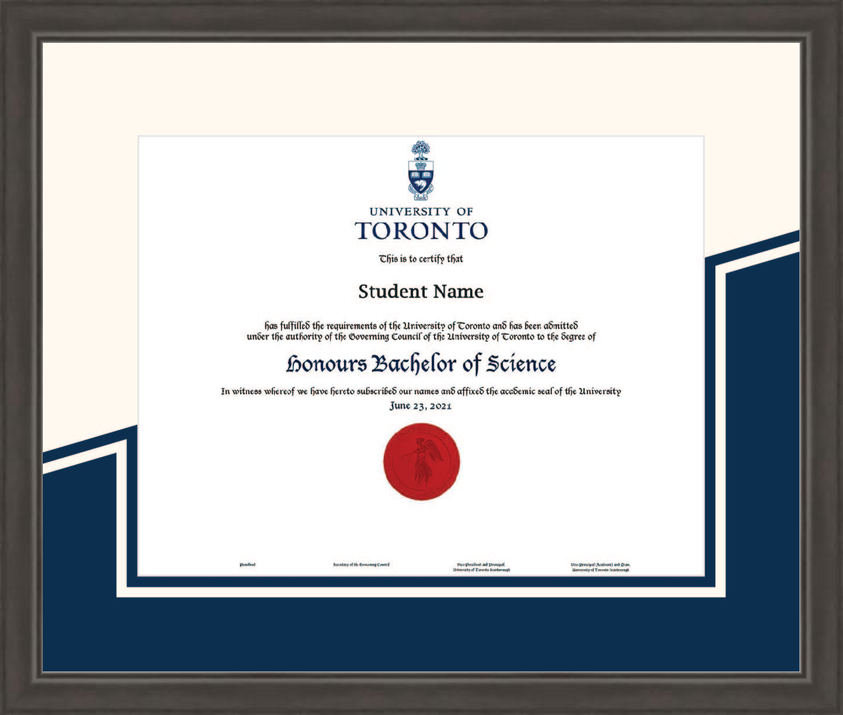 Custom University of Toronto Diploma Frame