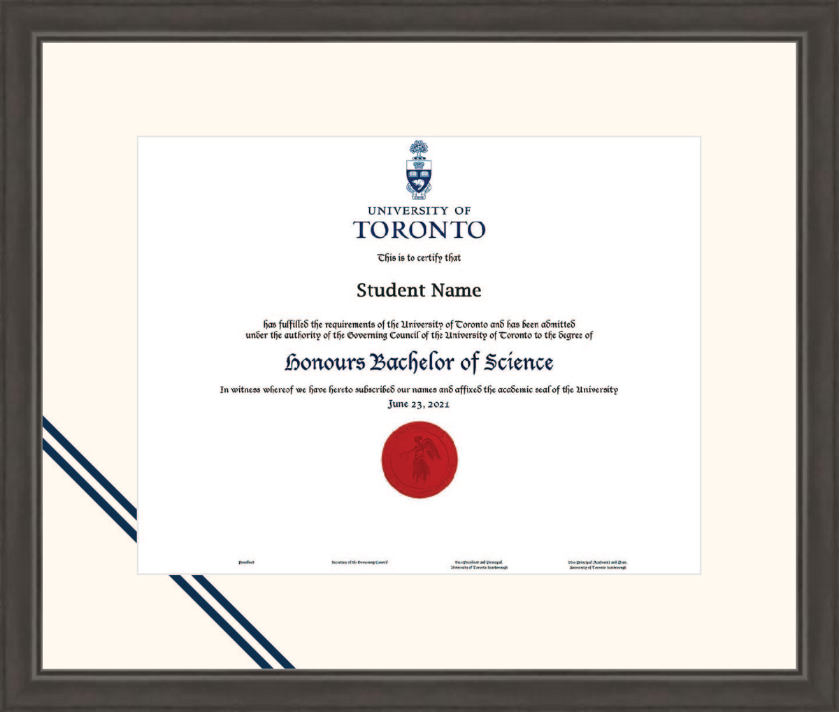 Custom University of Toronto Diploma Frame