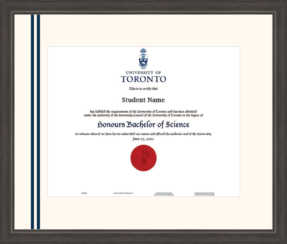 Custom University of Toronto Diploma Frame