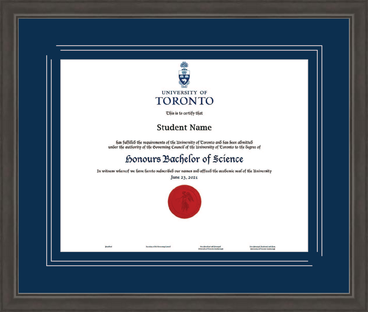 Custom University of Toronto Diploma Frame