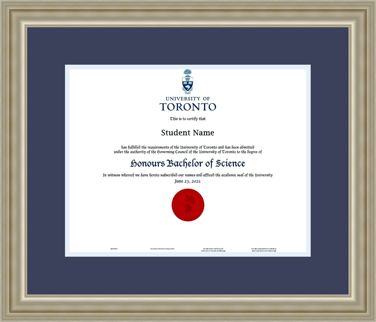 Custom University of Toronto Diploma Frame