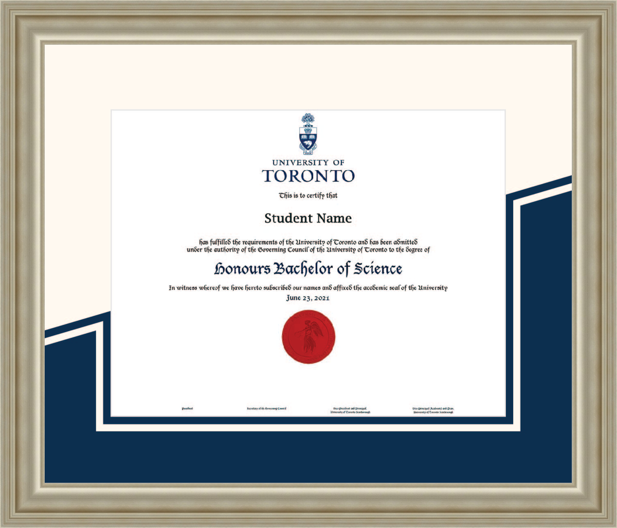 Custom University of Toronto Diploma Frame