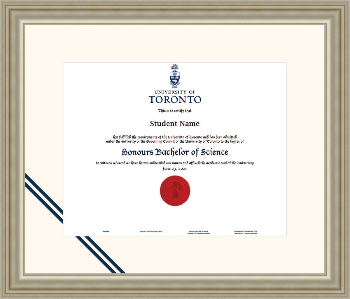 Custom University of Toronto Diploma Frame