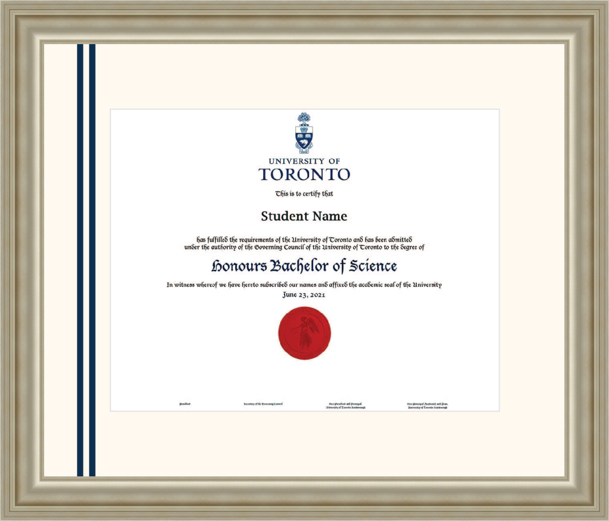 Custom University of Toronto Diploma Frame