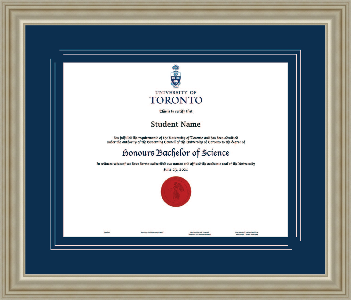 Custom University of Toronto Diploma Frame
