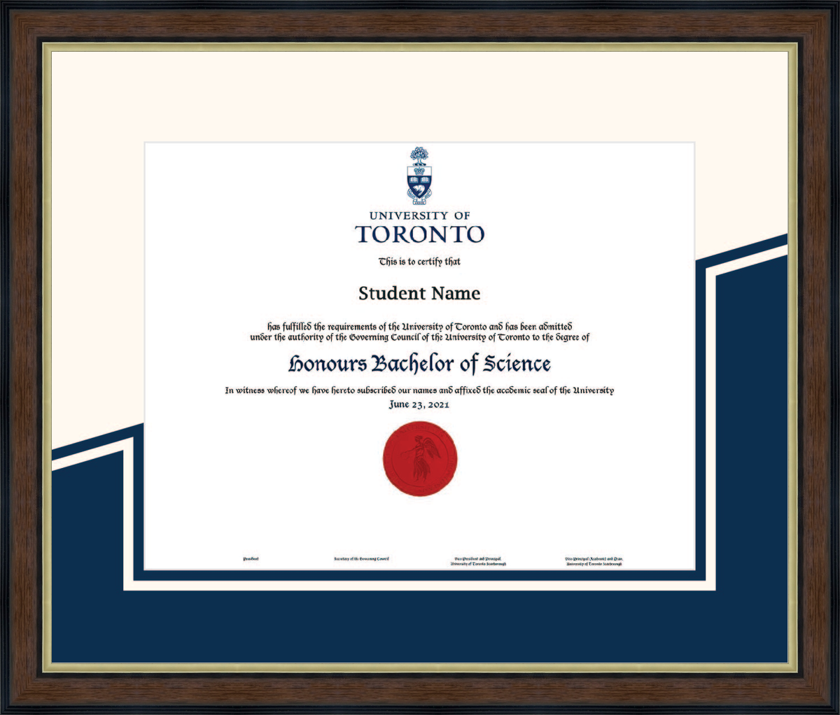 Custom University of Toronto Diploma Frame
