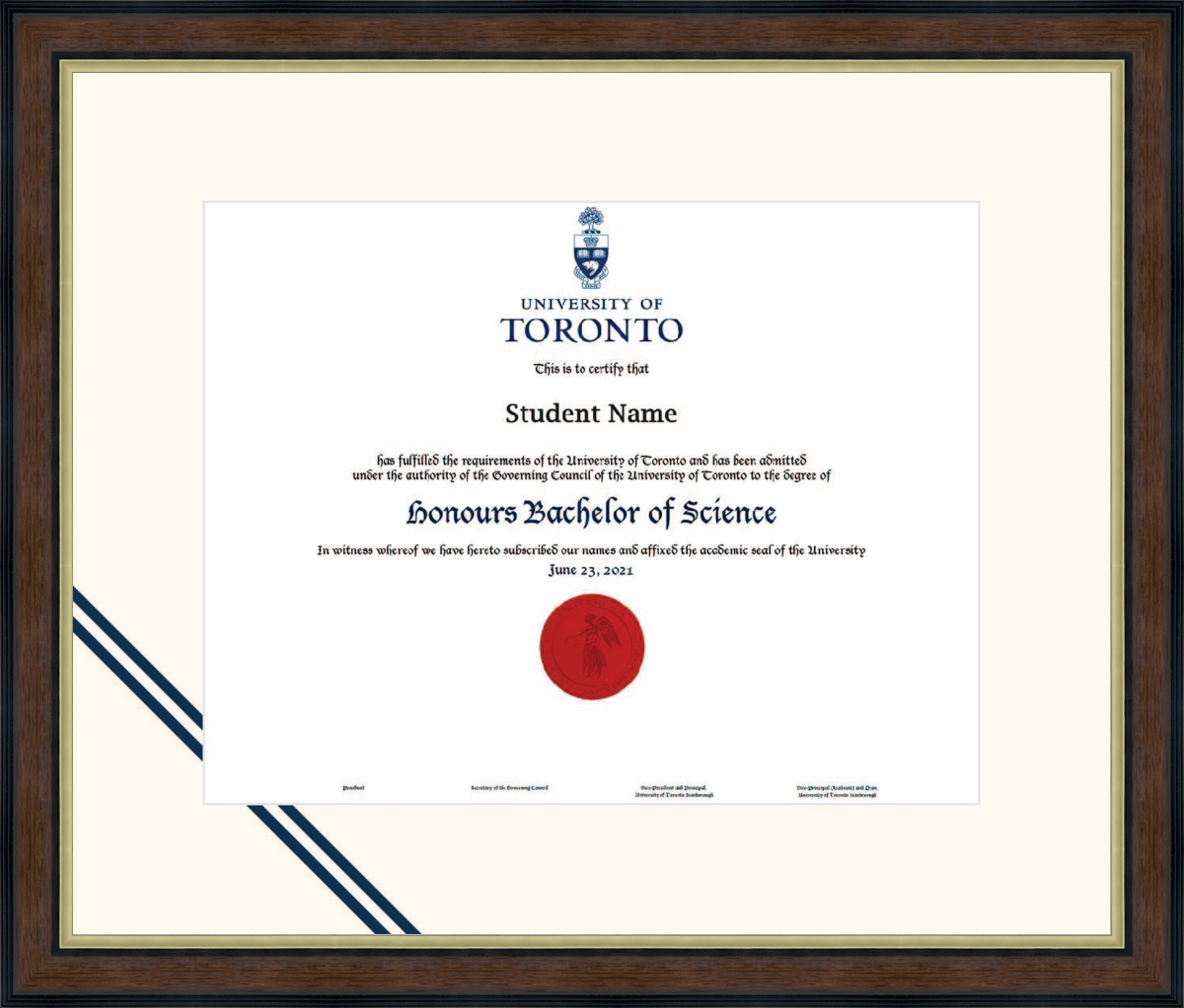 Custom University of Toronto Diploma Frame