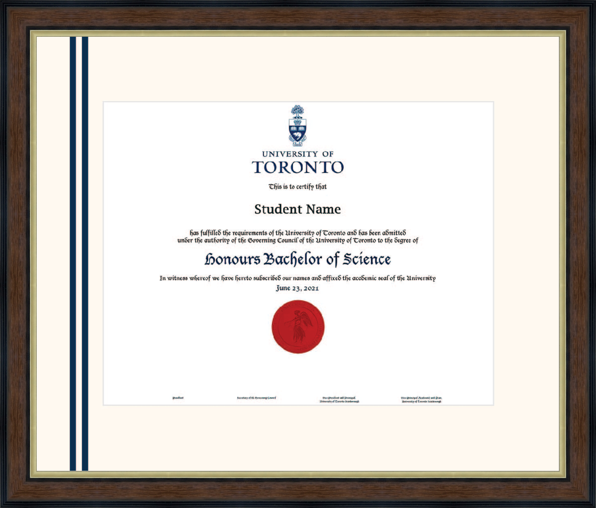 Custom University of Toronto Diploma Frame