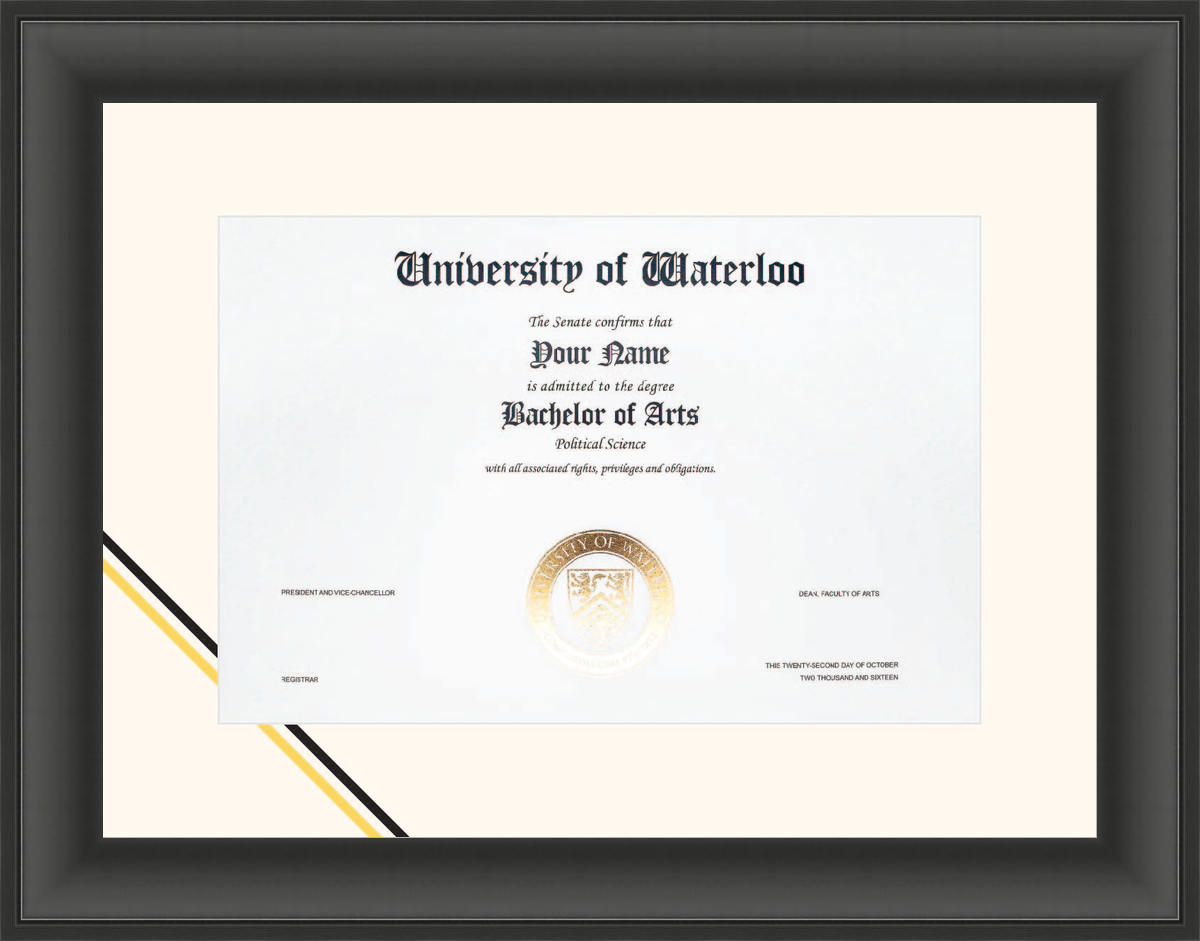 Custom University of Waterloo Diploma Frame