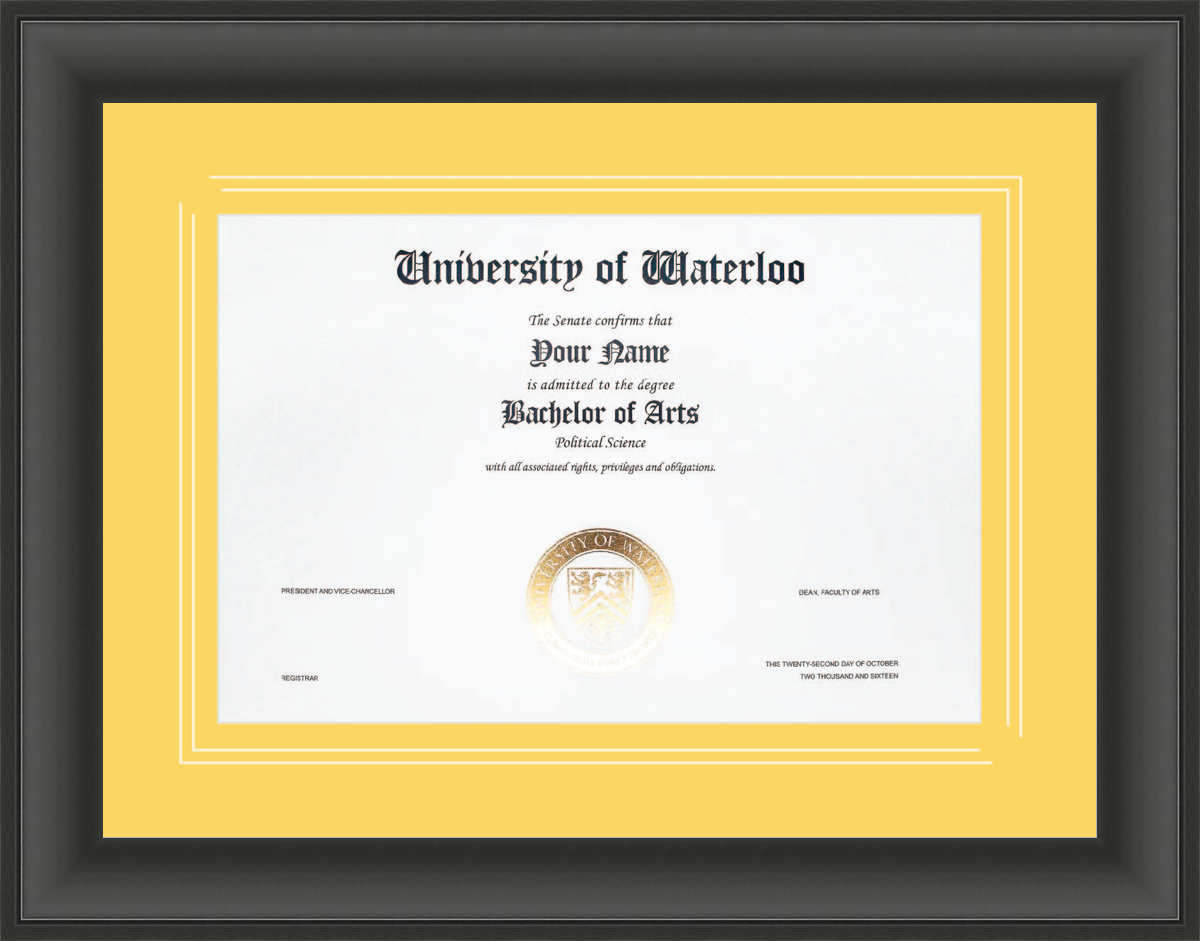 Custom University of Waterloo Diploma Frame