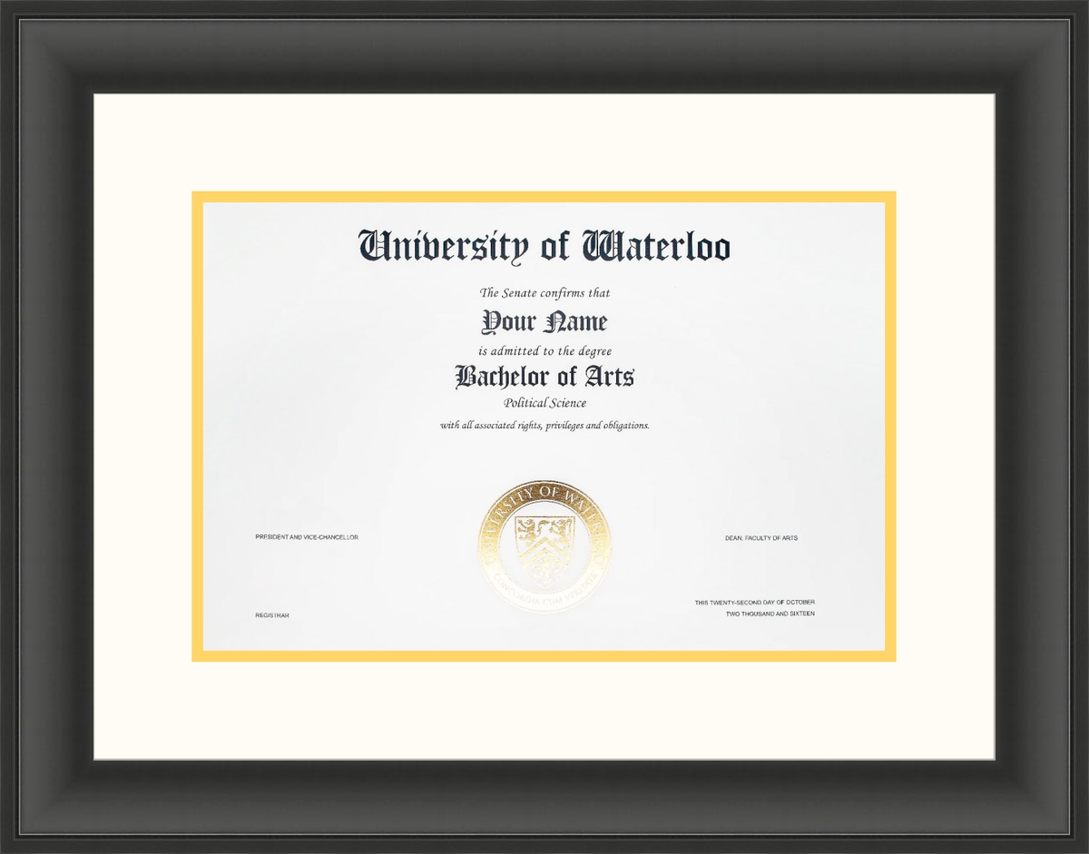 Custom University of Waterloo Diploma Frame