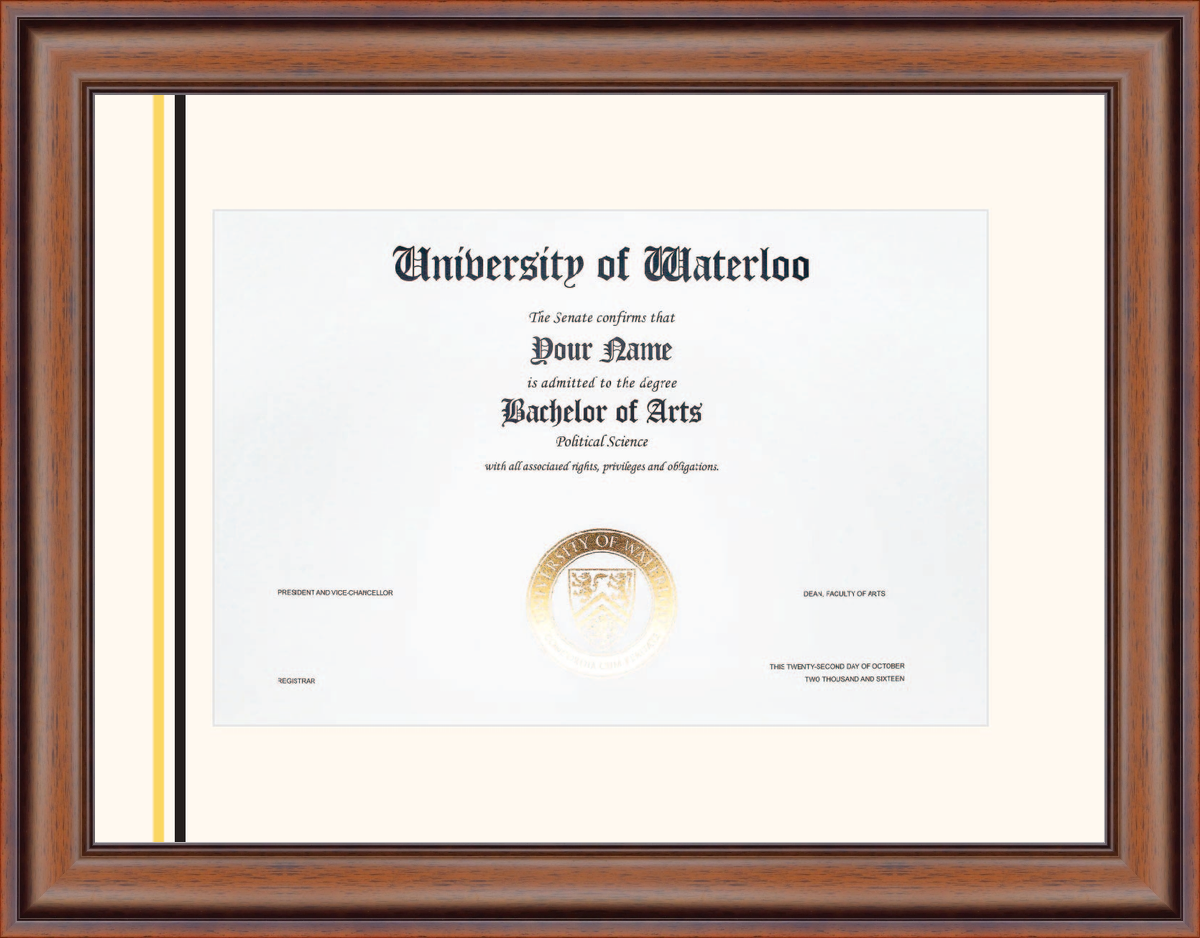Custom University of Waterloo Diploma Frame
