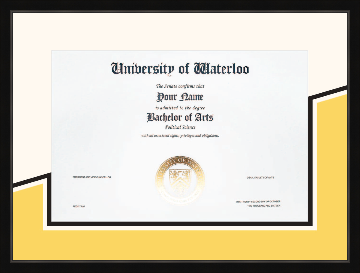 Custom University of Waterloo Diploma Frame