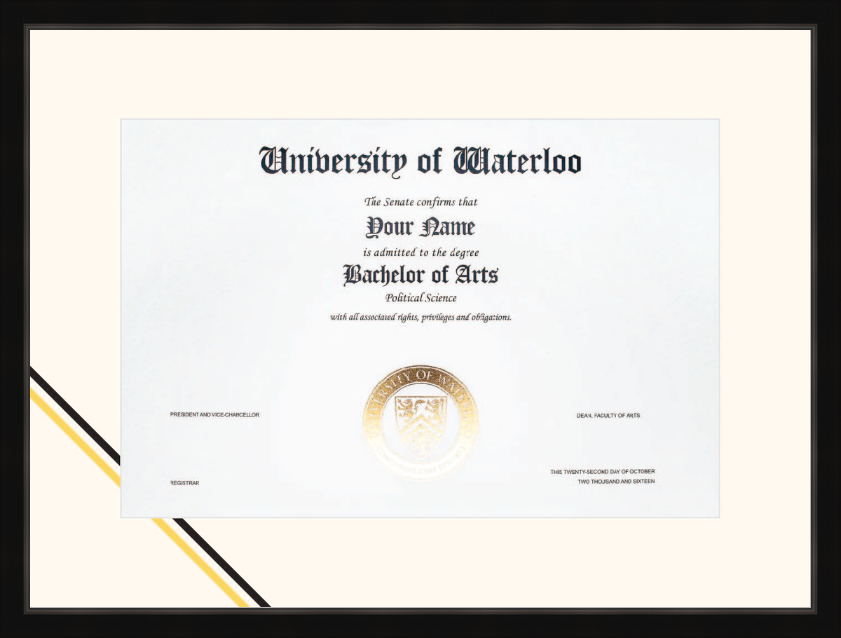 Custom University of Waterloo Diploma Frame