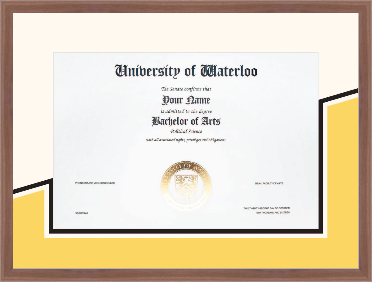 Custom University of Waterloo Diploma Frame
