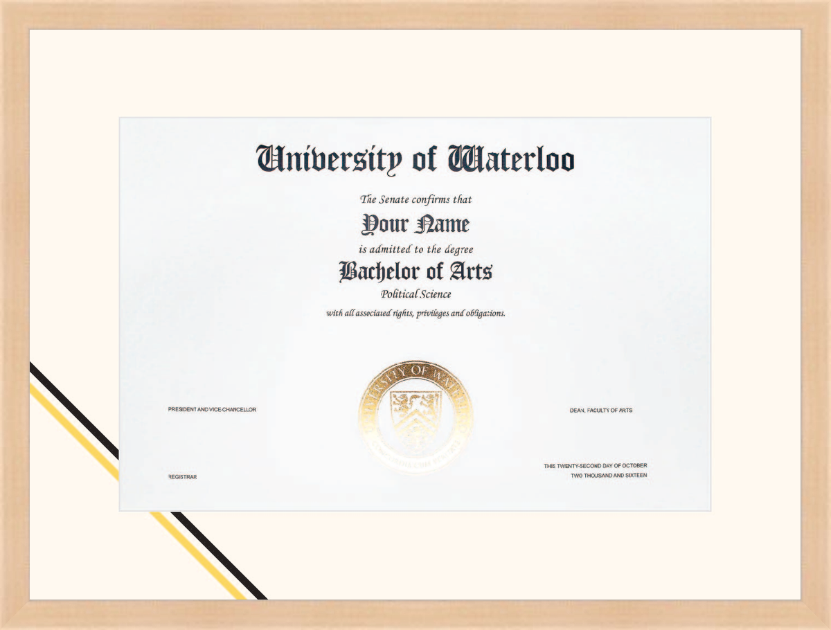 Custom University of Waterloo Diploma Frame