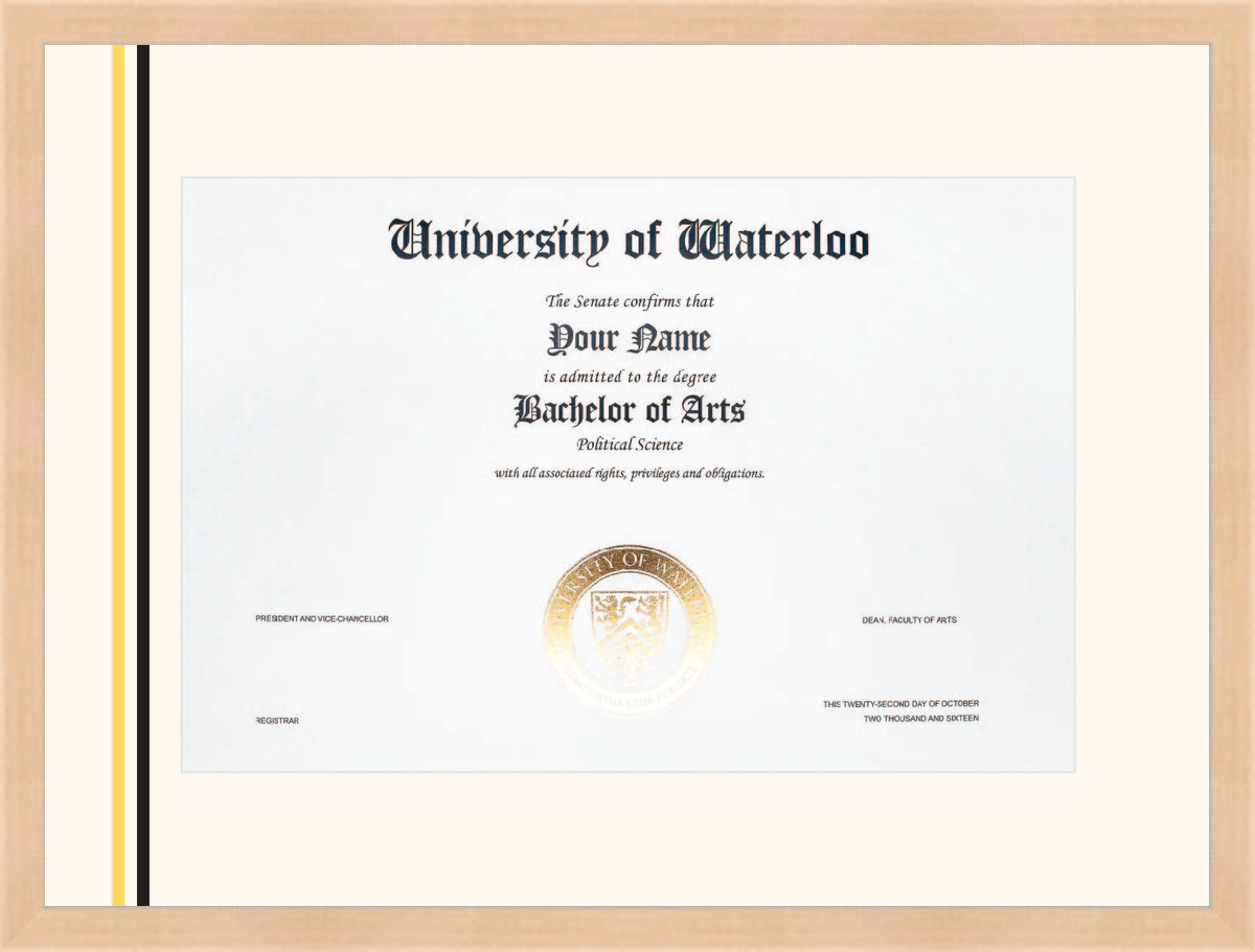 Custom University of Waterloo Diploma Frame