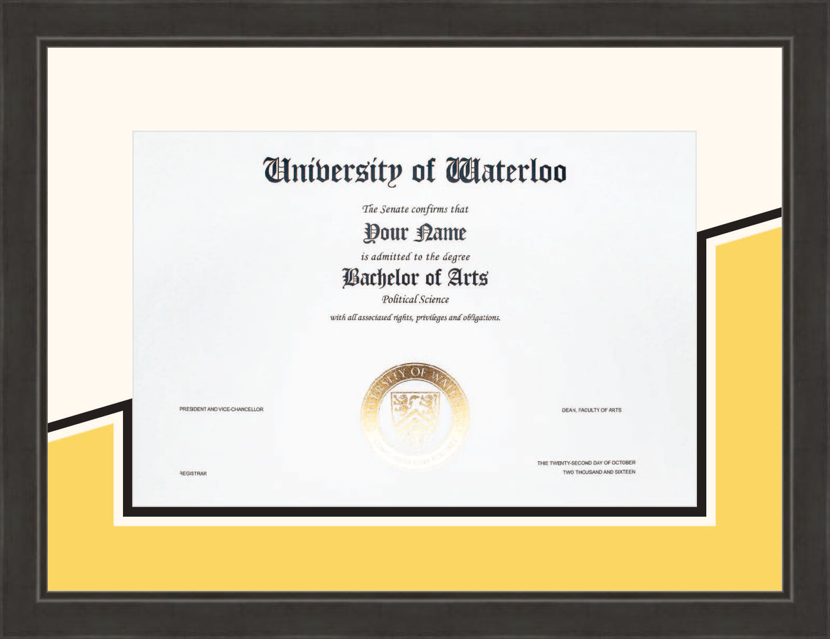 Custom University of Waterloo Diploma Frame