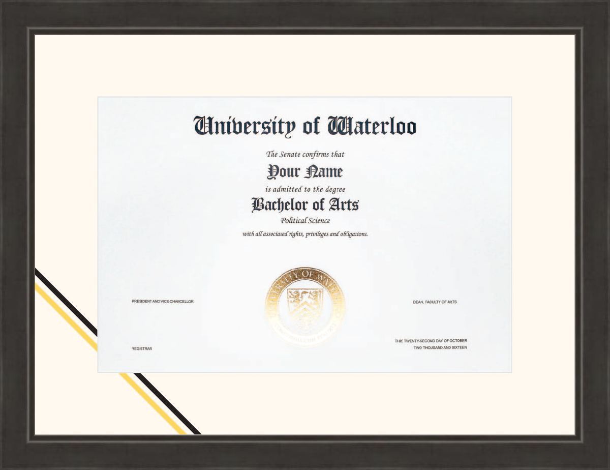 Custom University of Waterloo Diploma Frame